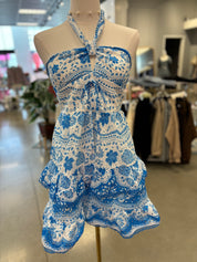 Blue Eyelet Mini Dress