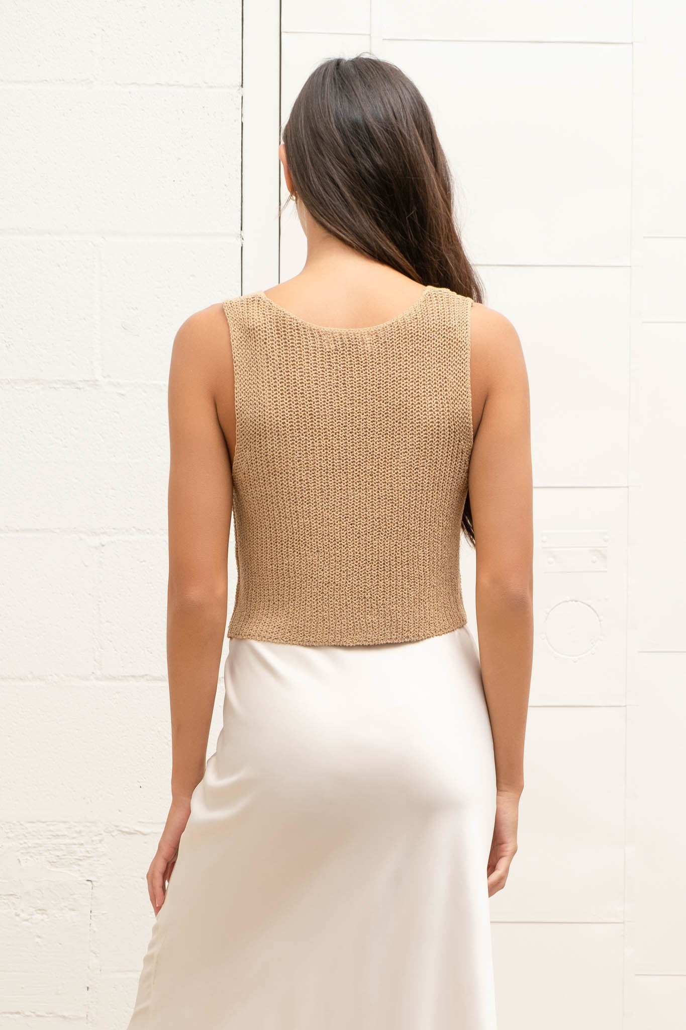 Tan Front Hook Sweater