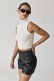 Ivory Crop Mock Neck Top