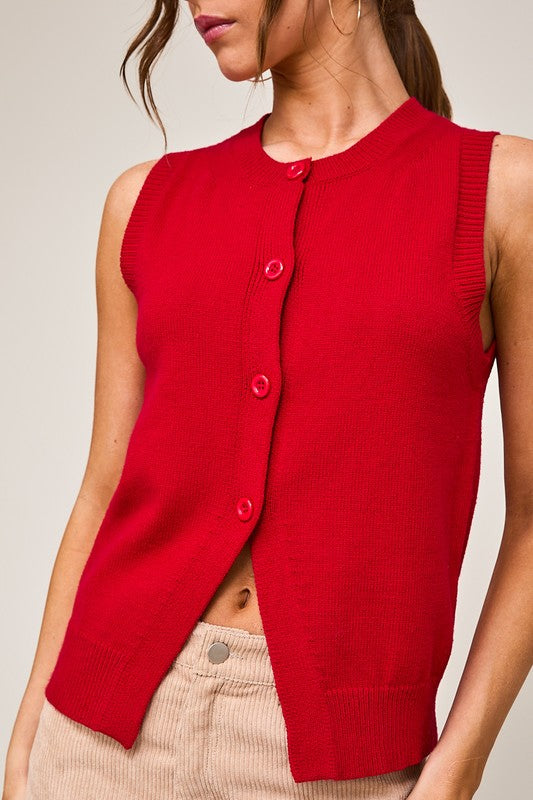 Red Button Down Sweater