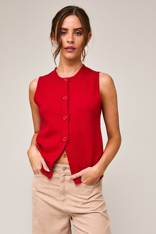 Red Button Down Sweater