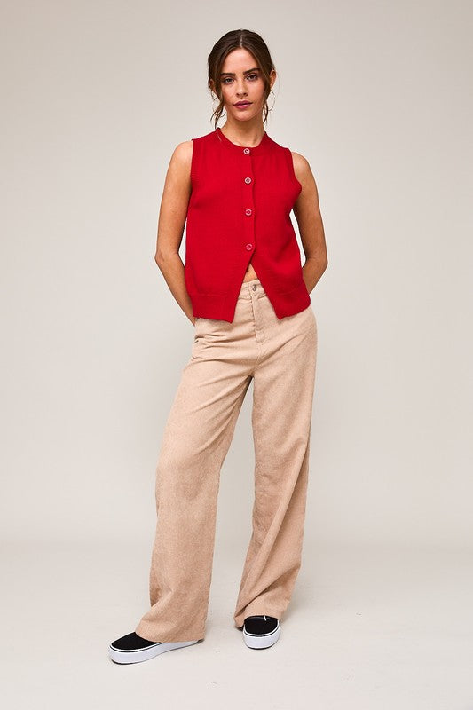 Red Button Down Sweater