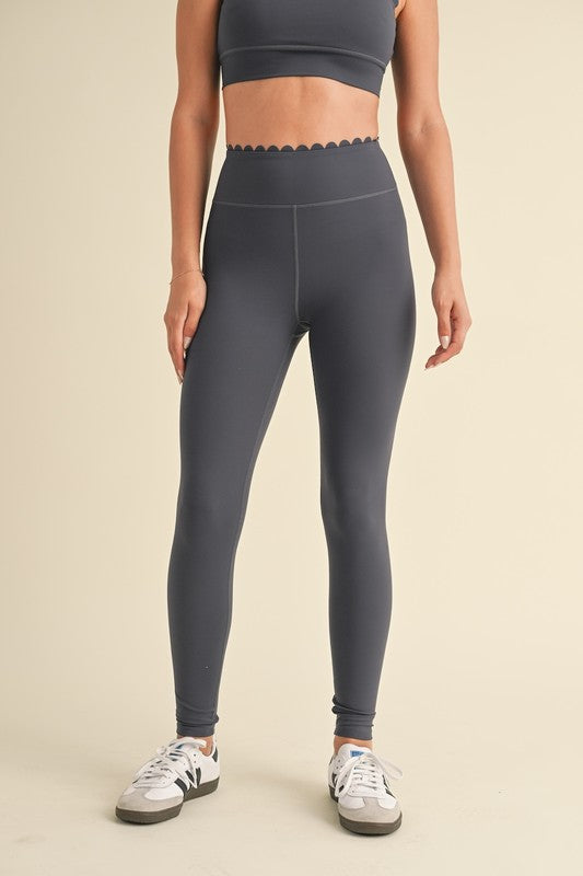 Ash Blue Scalloped Bra Top & Legging Set