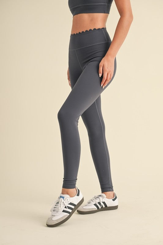 Ash Blue Scalloped Bra Top & Legging Set