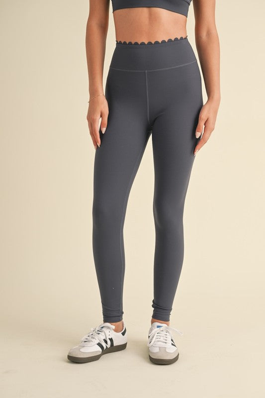 Ash Blue Scalloped Bra Top & Legging Set