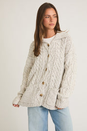 Heather Grey Front Pocket Oversized Cardigan