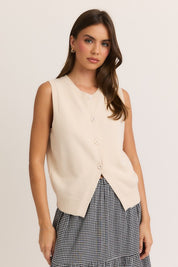 Cream Button Down Sweater