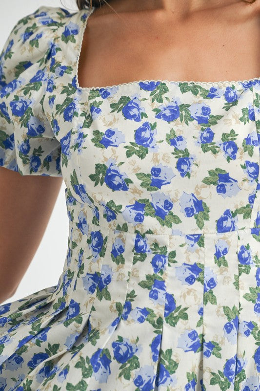 Blue Floral Mini Dress