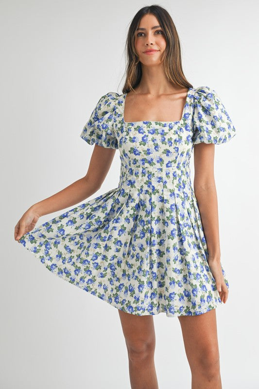 Blue Floral Mini Dress