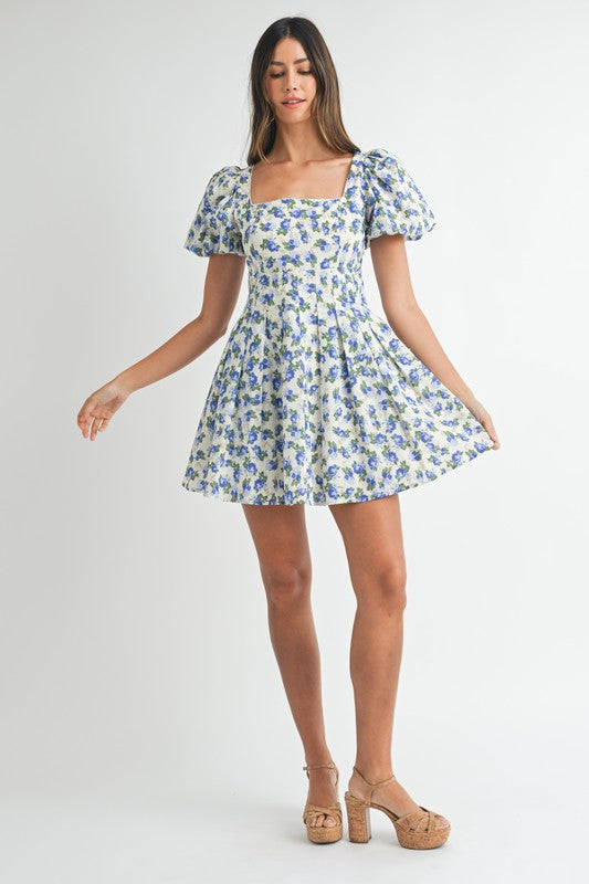 Blue Floral Mini Dress