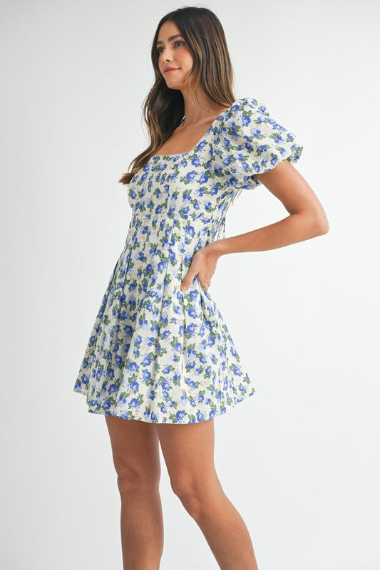 Blue Floral Mini Dress