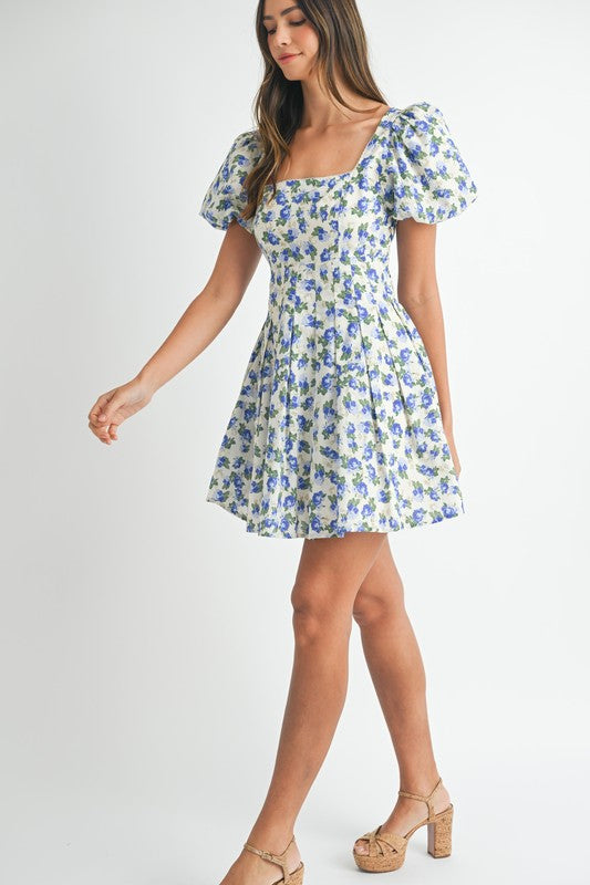 Blue Floral Mini Dress