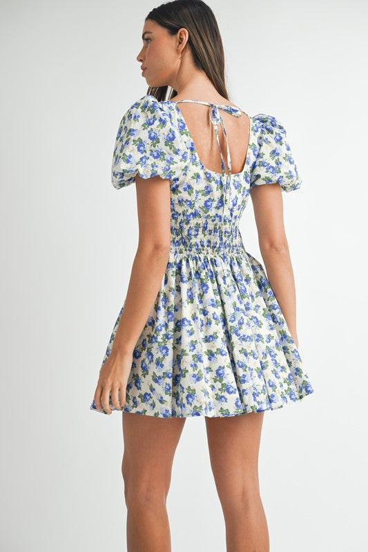 Blue Floral Mini Dress