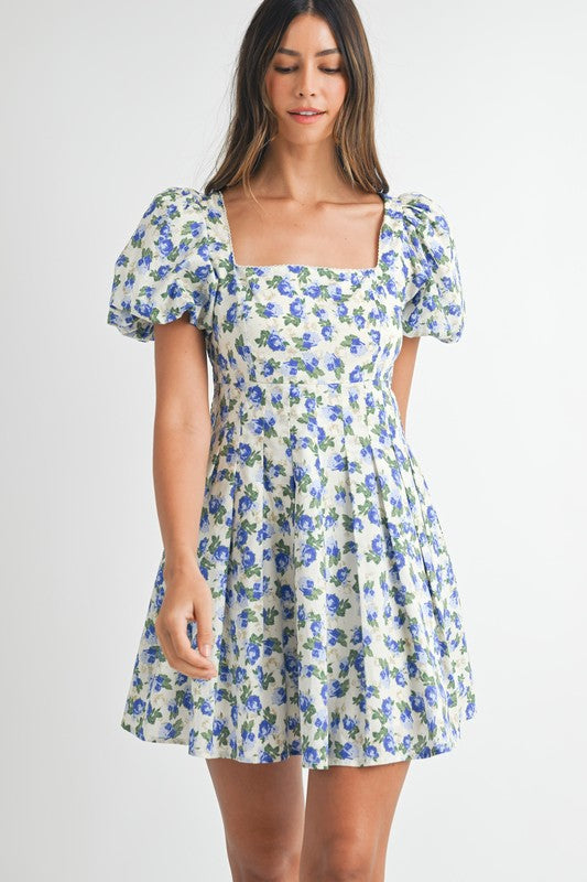 Blue Floral Mini Dress