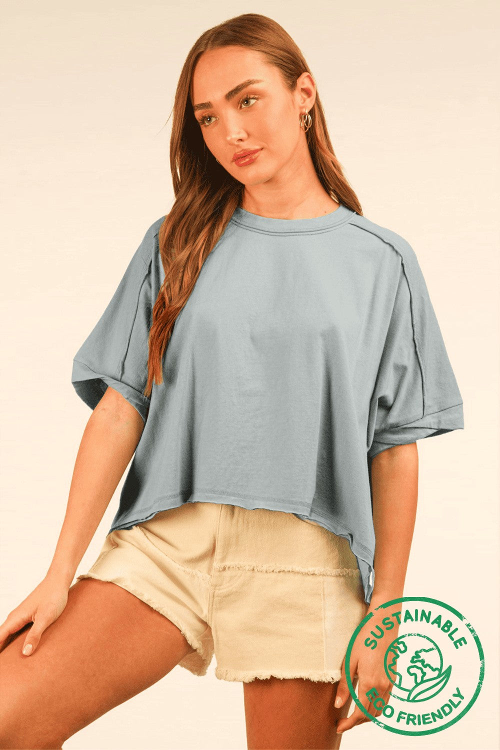 Sage Oversized Crop Comfy Top
