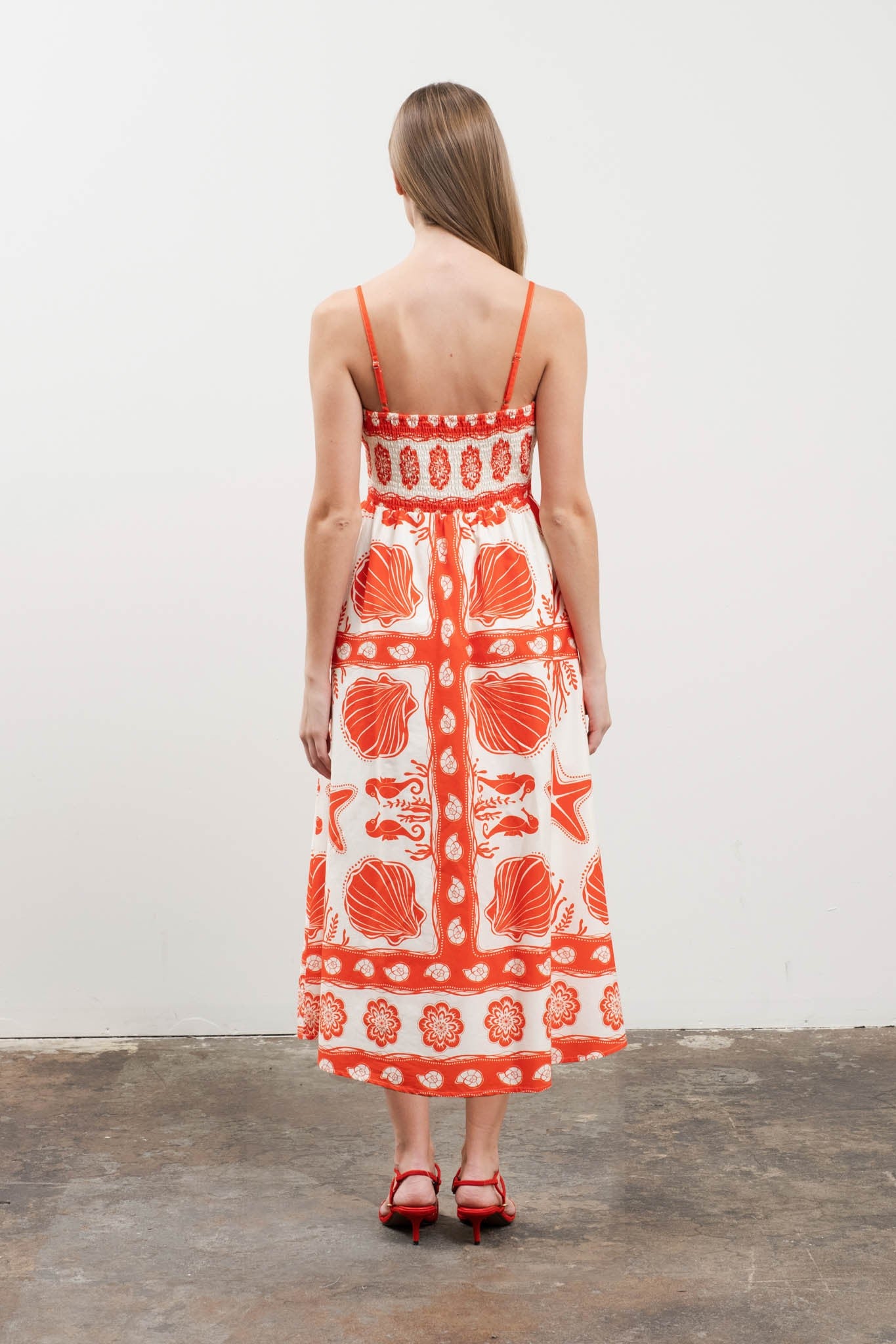 Sea Print Midi Dress