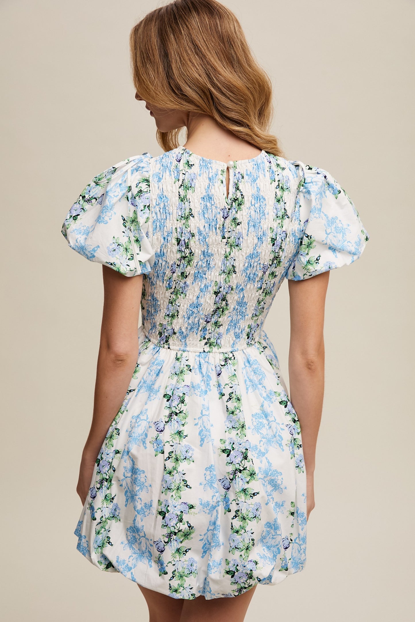 Blue Floral Bubble Dress