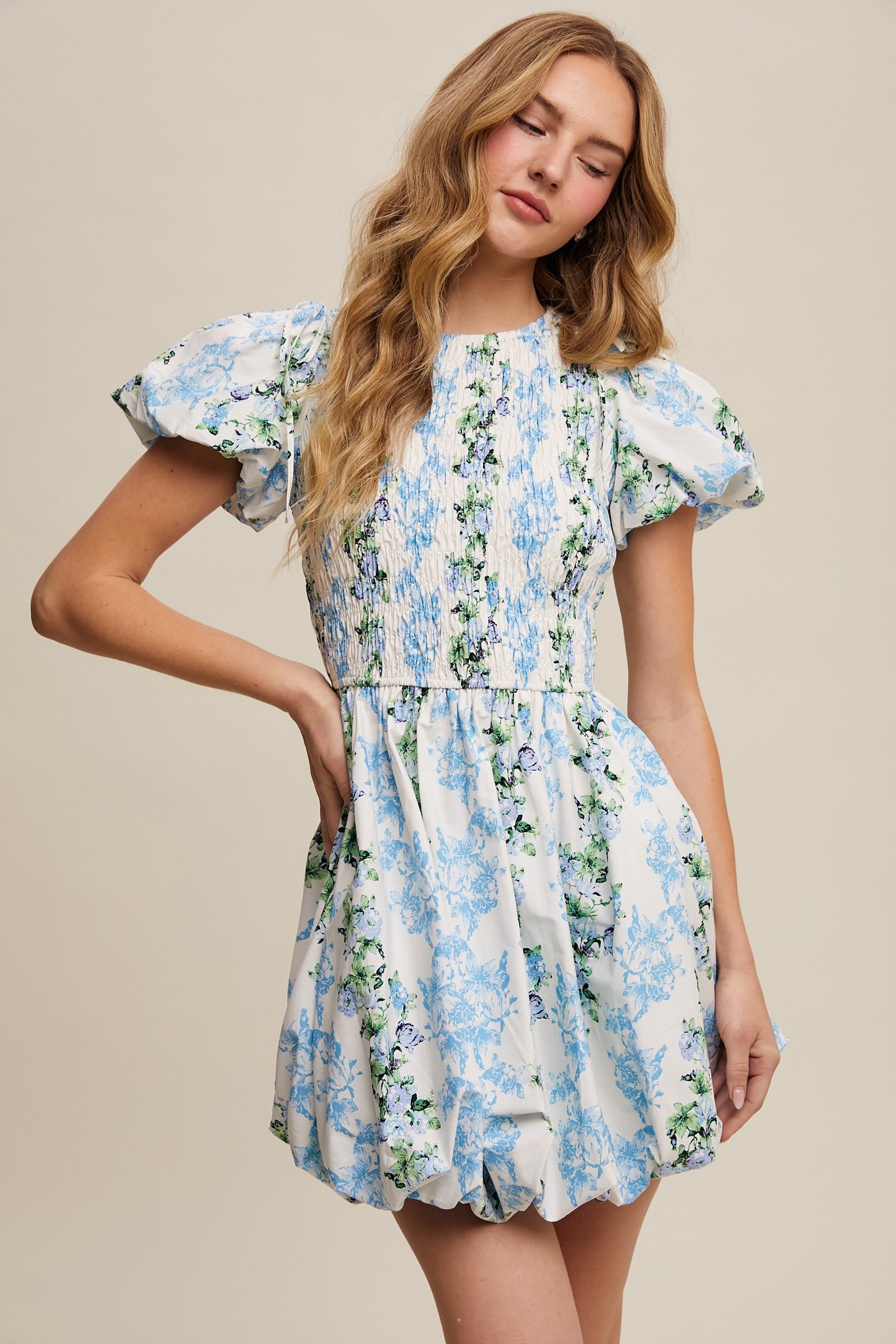Blue Floral Bubble Dress