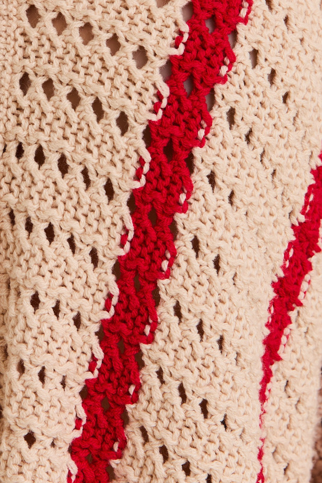 Red Stripe Open Knit Sweater Top