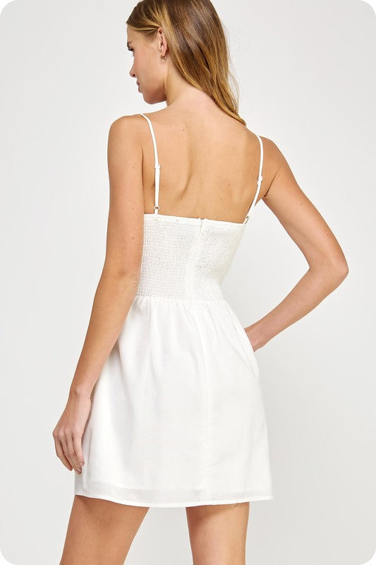 White Stitch Mini Dress