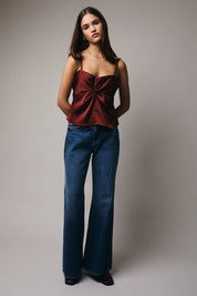 Wine Twist Front Satin Cami