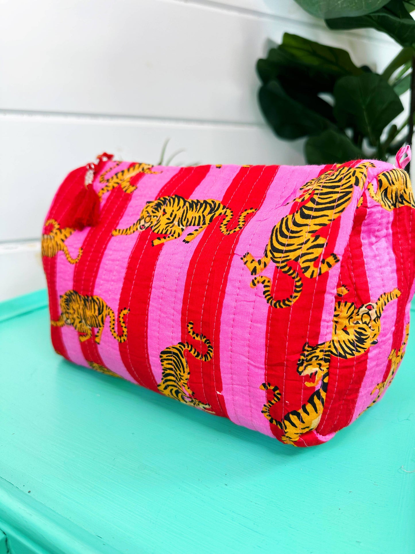 Quilted Tiger Print Cosmetics Bag | Cosmetics Makeup Bags