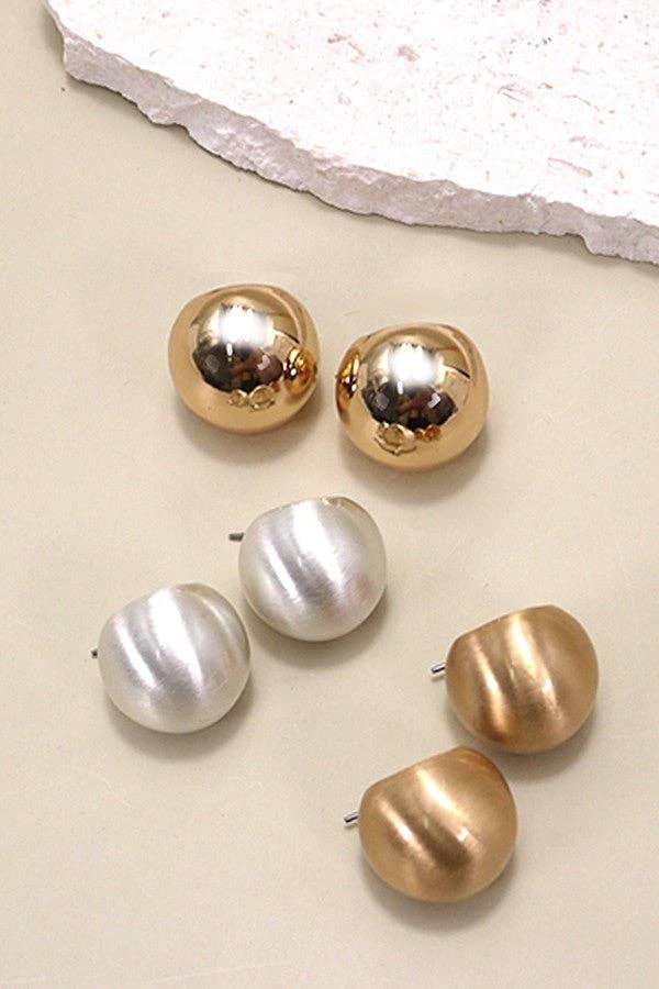 ROUND PUFFED HUGGIE HOOP EARRINGS