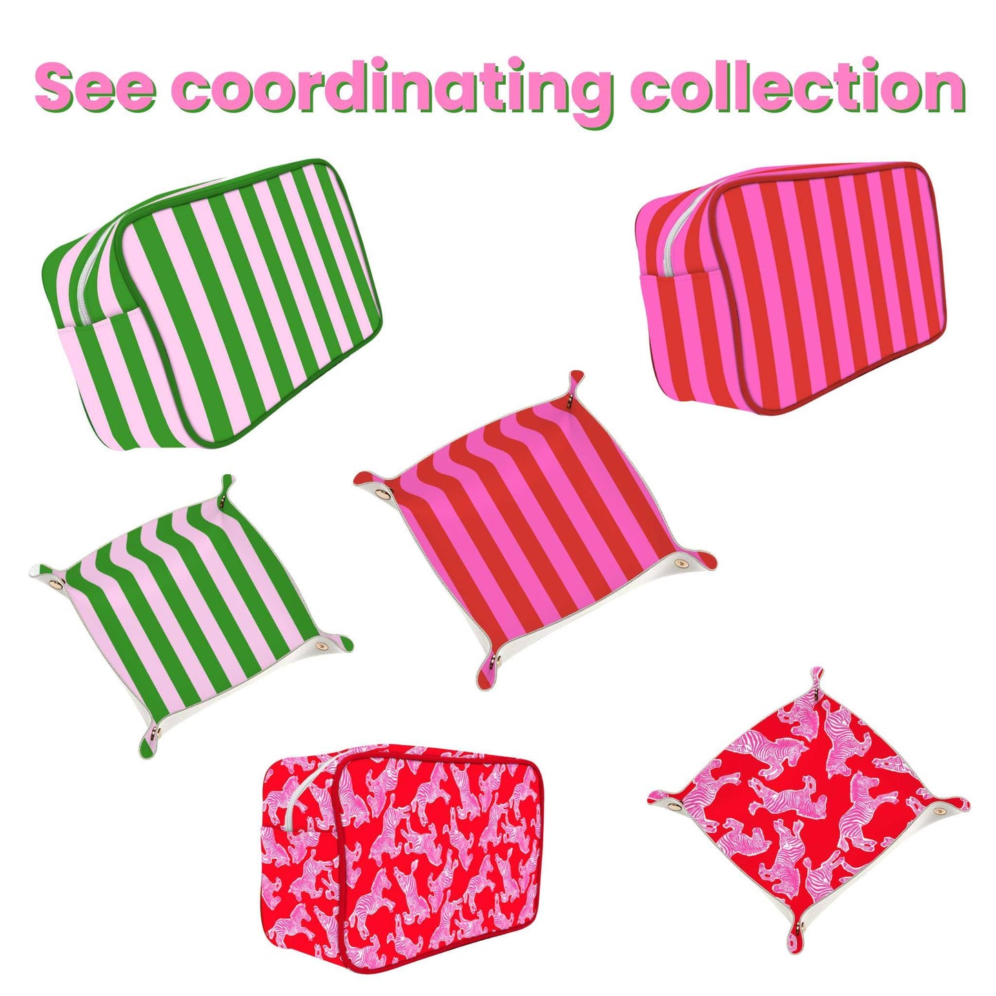 Catchall Tray - pink & red stripe
