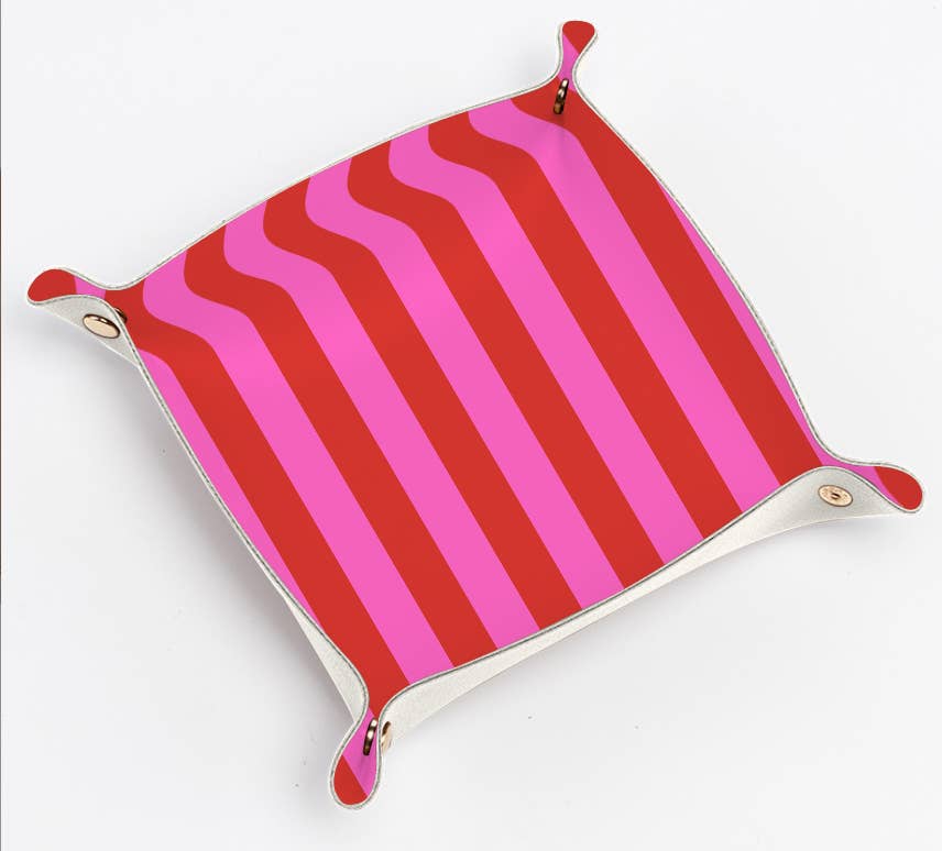 Catchall Tray - pink & red stripe