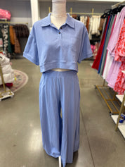 Periwinkle Pleated Wide Leg Pants