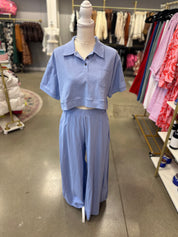 Periwinkle Pleated Wide Leg Pants