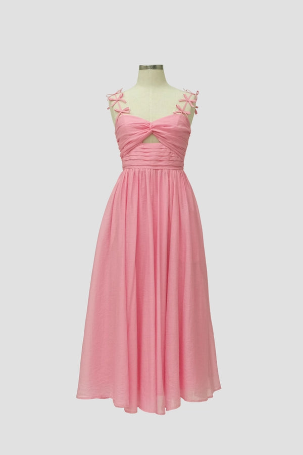 Pink Strap Bow Dress
