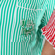Kids Green Striped Pajama Set at Ninety Nine Boutique, view 2