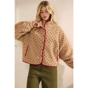 Printed Sherpa Button Up Jacket