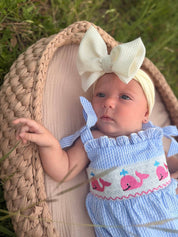 Whale Embroidered Smocked Romper