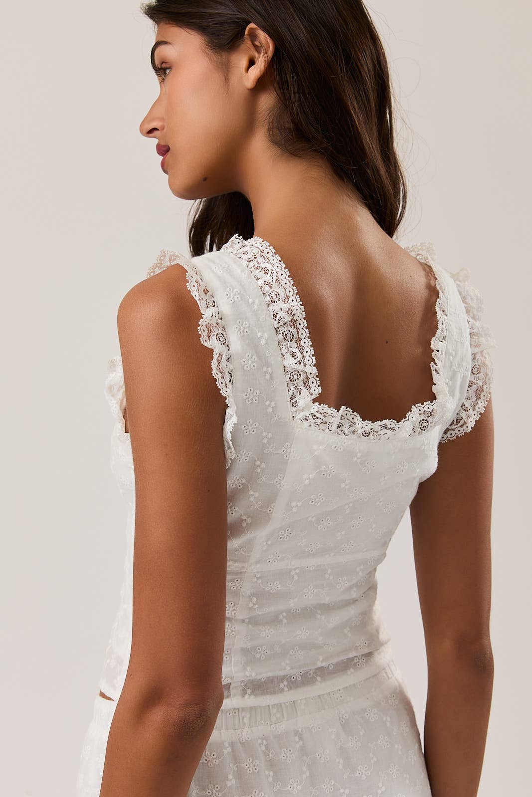 White Ruffle Top