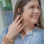 CANVAS Style x MaryCatherineStudio French Coin Drop Earrings in Worn Gold