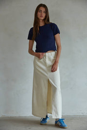 Cream Flare Maxi Skirt