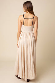 Beige Sian Contrast Tie Maxi Dress