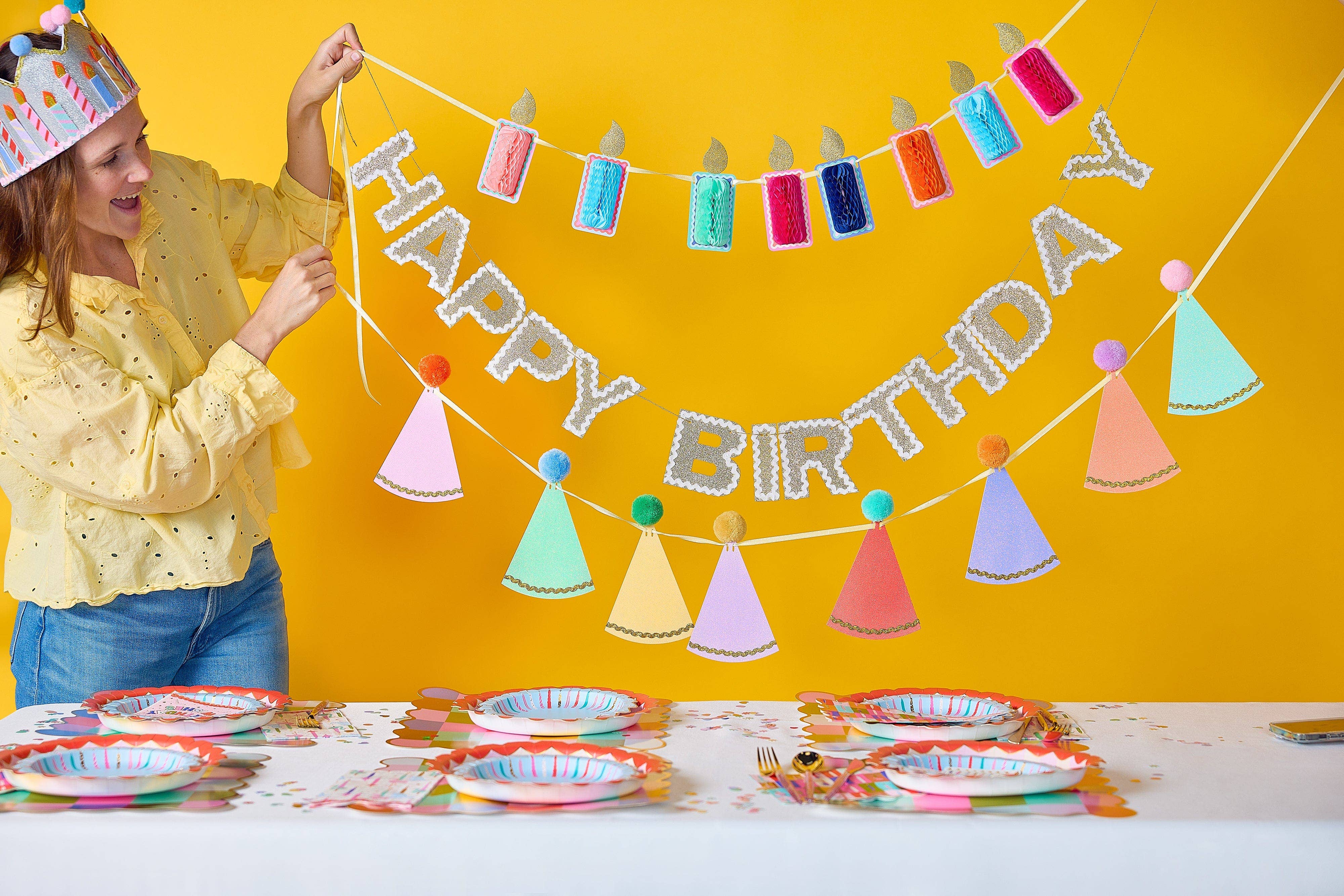 Happy Birthday Gold Reusable Banner — view 6