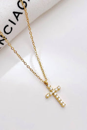 Sparkling Cross 18K Stainless Steel Necklace