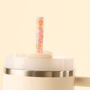 Pink Floral Tumbler Straw Set