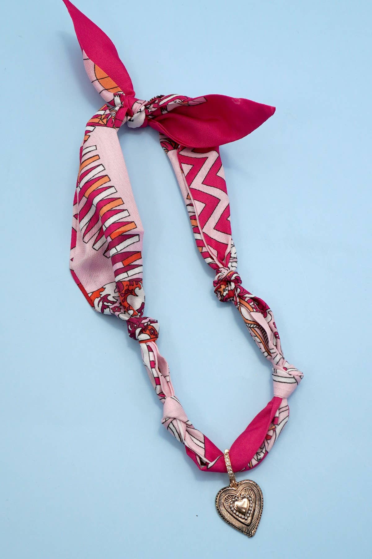 Multi Heart Handcrafted Scarf Interchangeable Charm Necklace