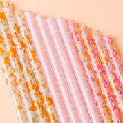 Pink Floral Tumbler Straw Set