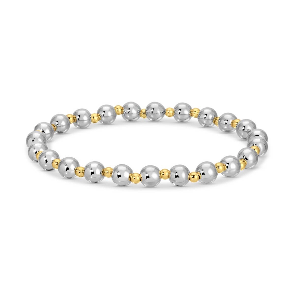 Silver & Gold 6mm Stretch Bead Bracelet