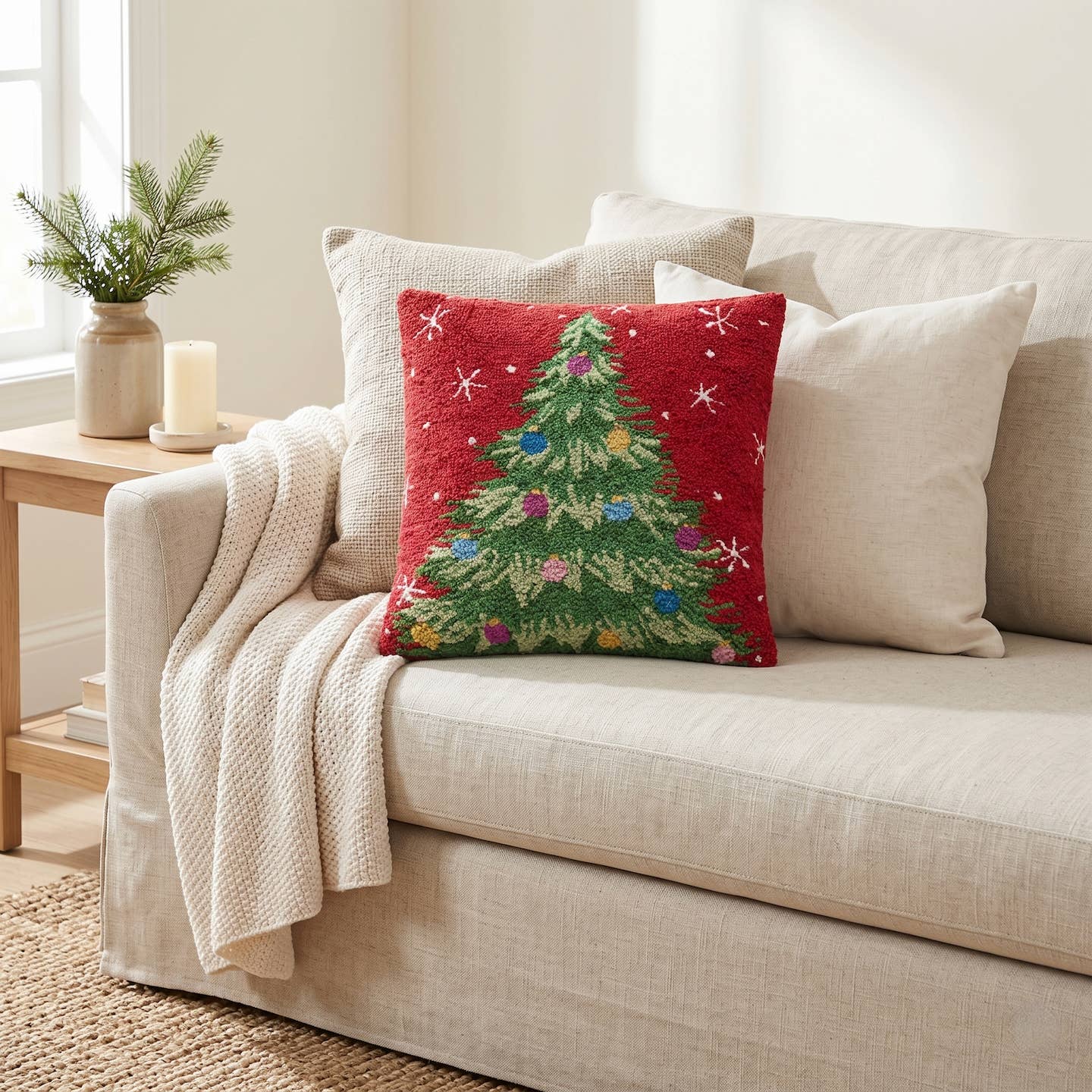 Red Christmas Tree Hook Pillow