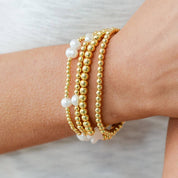 Classic Beaded Stretch Bracelets: Gold / 4mm