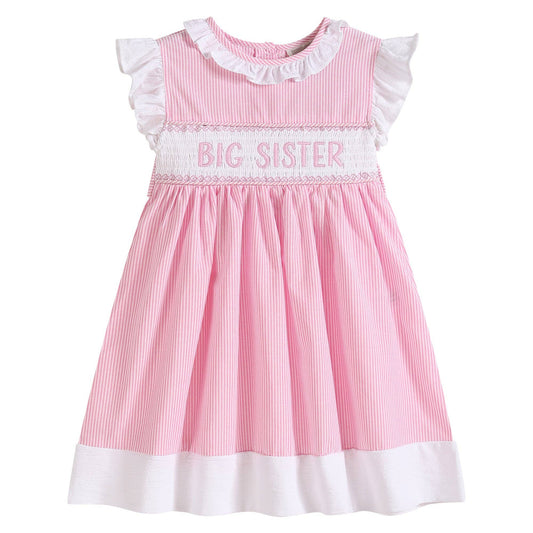 Pink Striped Big Sister Smocked Girls