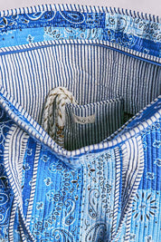 Blue Quilted Tote Bag