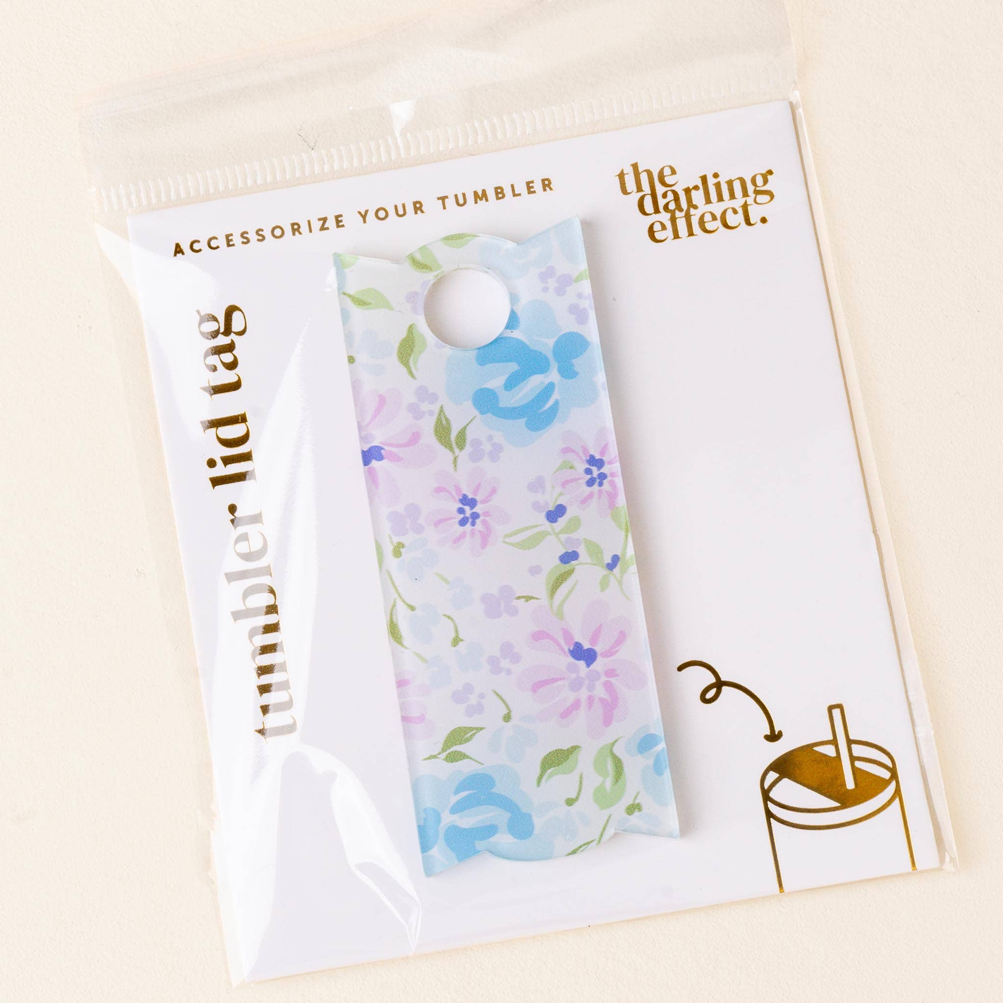 Blue Floral Tumbler Lid Tag
